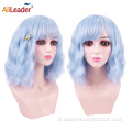 Maikling Bob Natural Wave Synthetic Wig na May Bangs